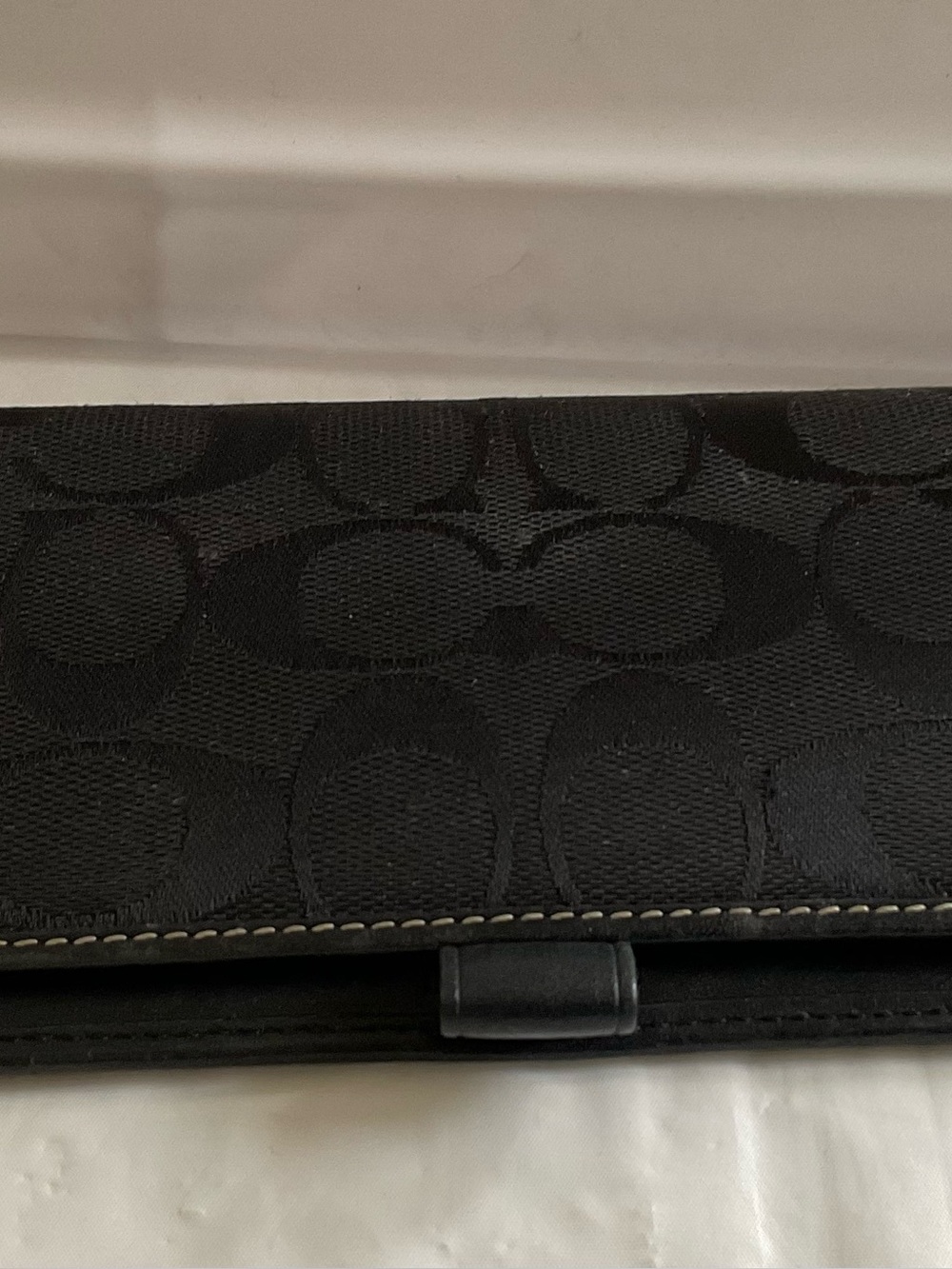 Coach Signature Classic Black Thin Wallet/Checkbook Cover